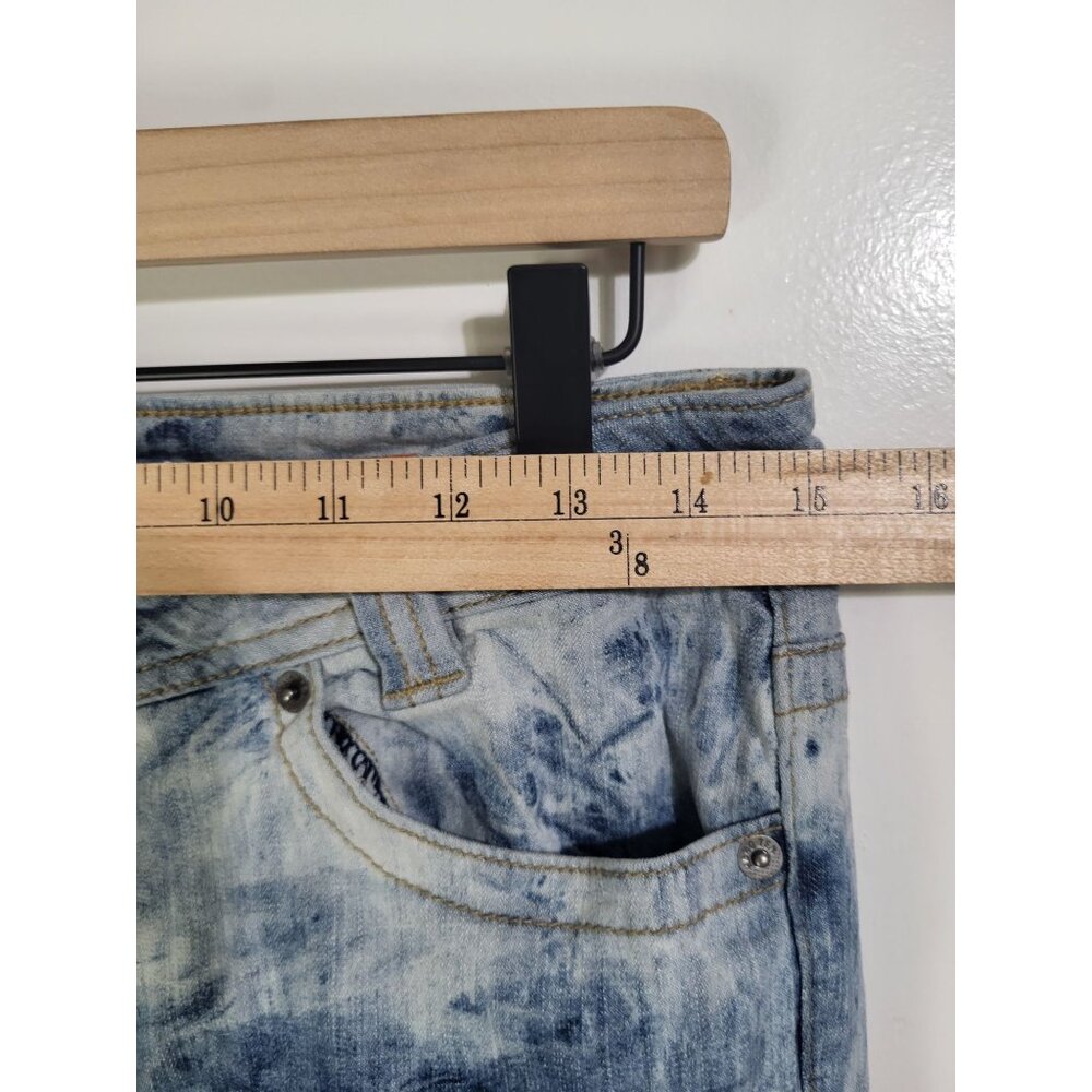 Hang Ten Juniors SZ 7 Y2K Acid Wash Bleach Dye Style Skinny Jeans - Picture 5 of 9